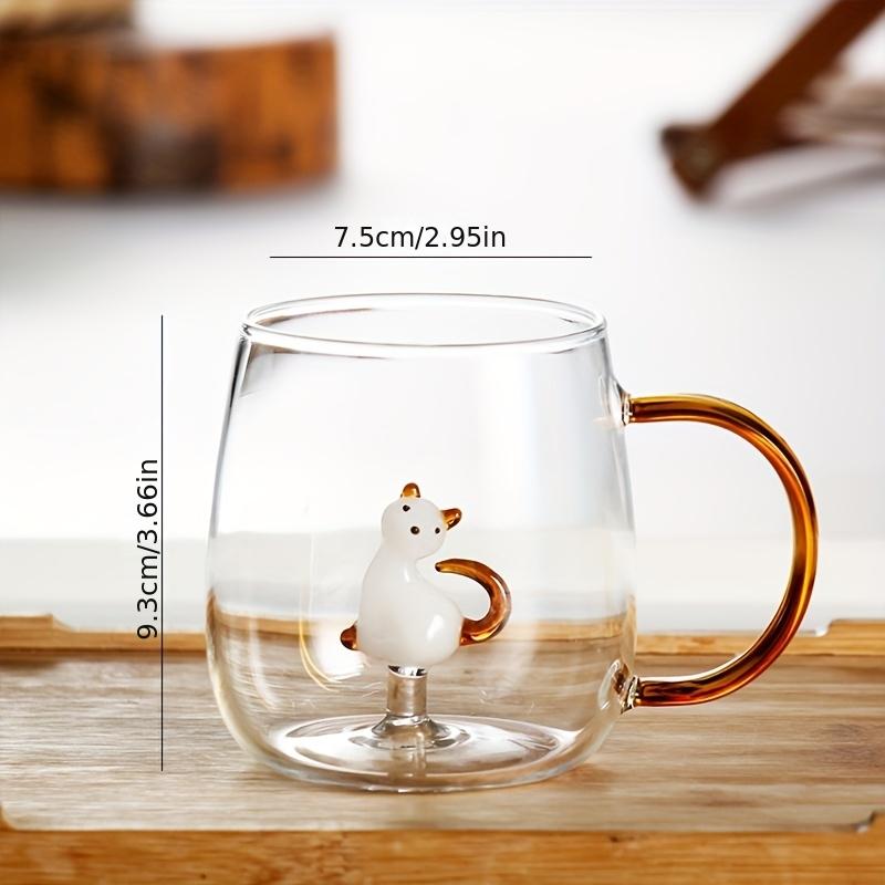 Tazza Singola in Vetro Borosilicato a Forma di Animale Cartone Animato 3D, Creativa, per la Casa, Carina, a Strato Singolo, per Ospiti in Salotto, Tazza per Succhi e Bevande Fredde