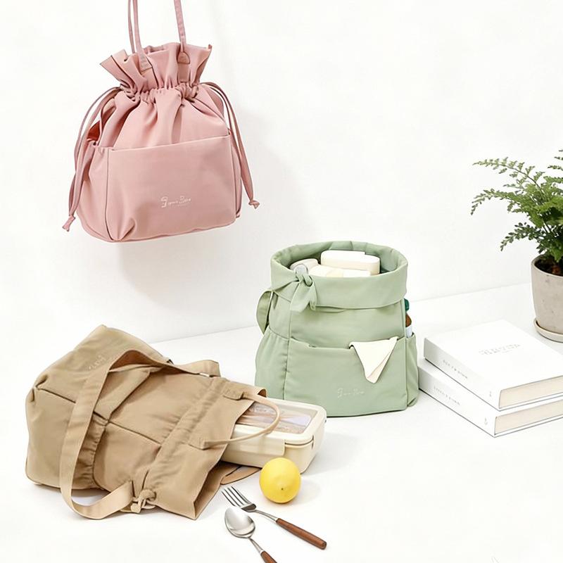 Large Capaci Thermal Lunch Box Bag Dstring Handbag Commuting Portable Office Workers School Students Lightweight Bento Bag