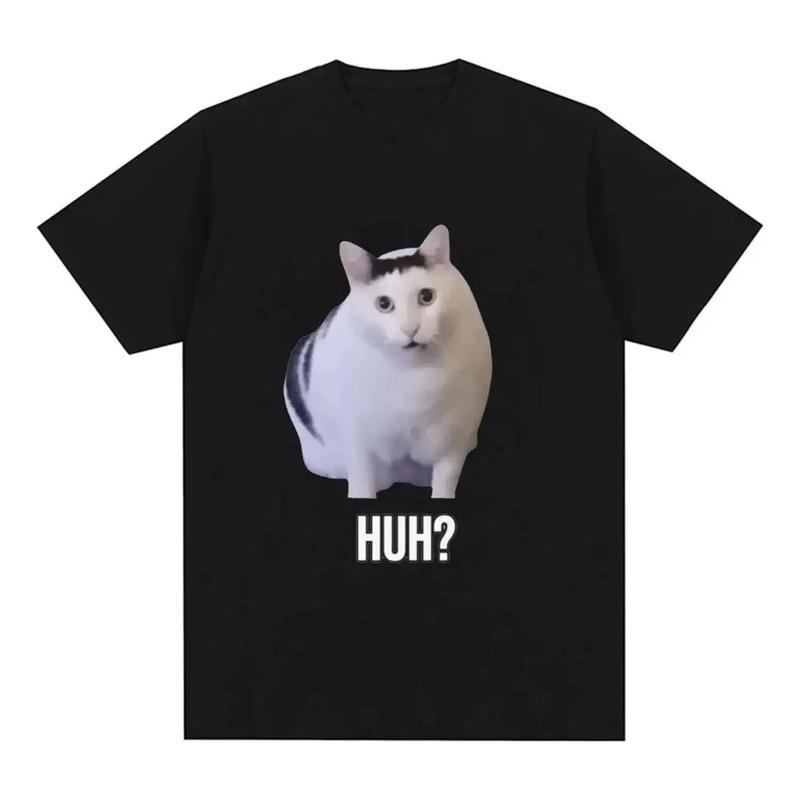 Camiseta Cat Saying Huh_ Funny Meme Masculina E Feminina, Cu S