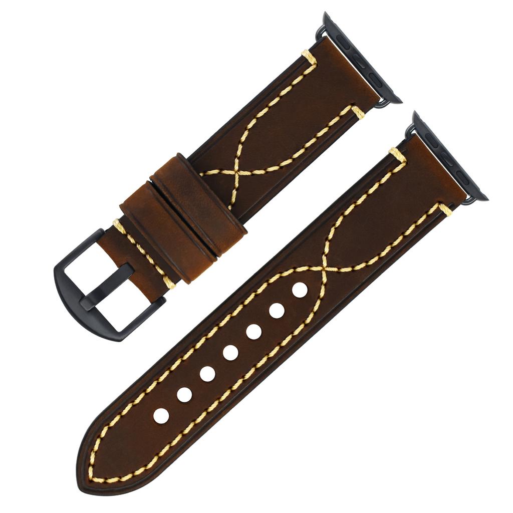 Apple Strap Apple Iwatch7 SE 6 5 4 Genuine Leather First Layer Stainless Steel Pin Buckle Leather Strap Men