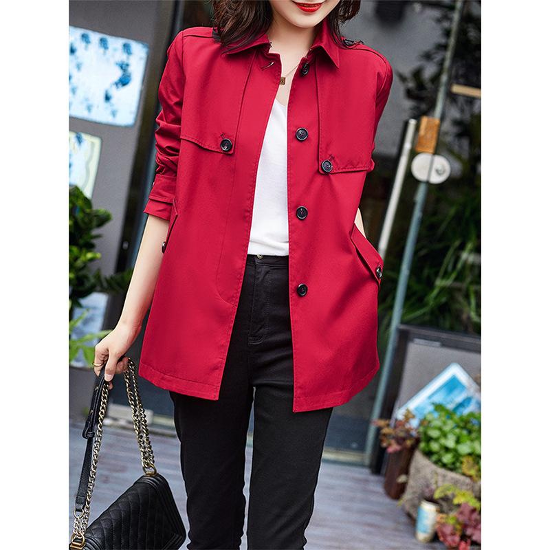 

trench coat, thin and drape cotton coat, new spring and autumn women s clothing, short small red. S червоний