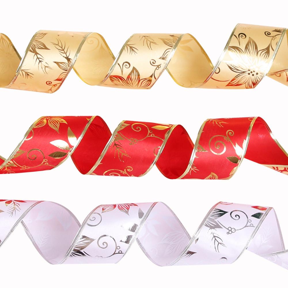 Meter Festive 10 Printed Red Ribbon Bow For Christmas Tree Decoration With Elegant Design