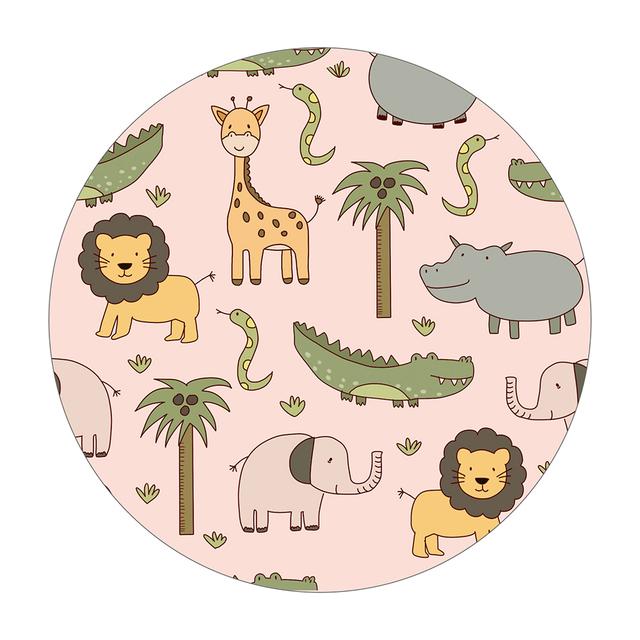 Covor rotund de desene animate pentru copii Joc de puzzle cu animale Învățare Covoraș de târât pentru copii Covor rotund jucăuș Decorare moale pentru cameră Alfombra