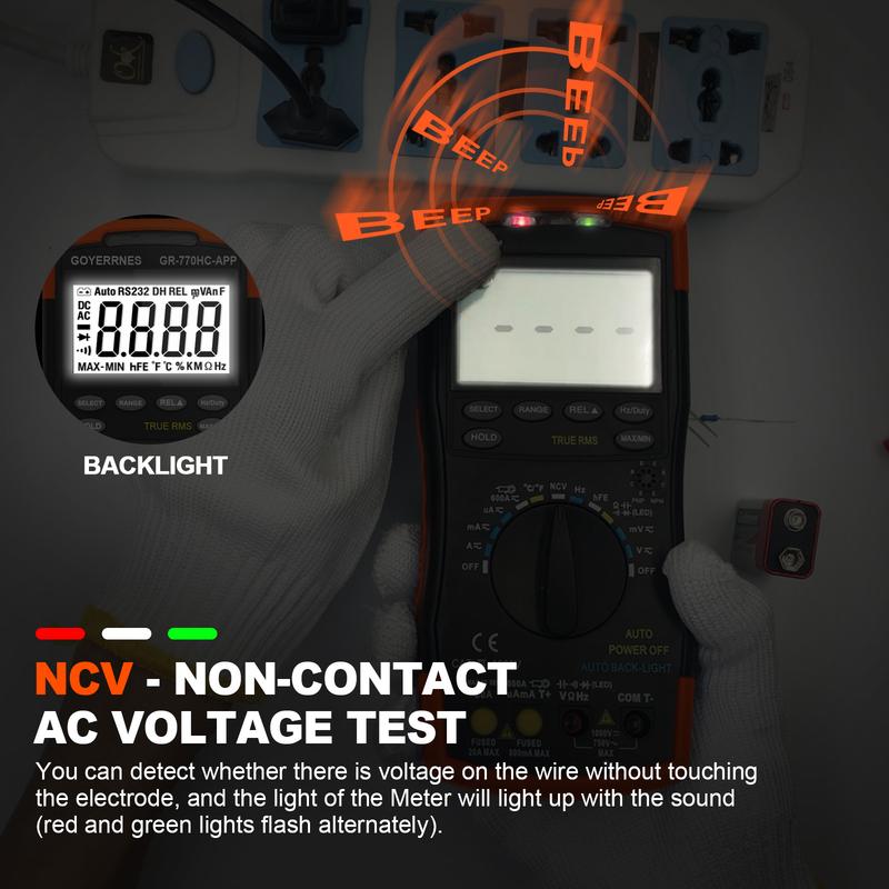 6000 Counts Bluetooth Digital Multimeter, Auto-ranging TRMS Volt Meter for AC/DC Voltage, Current, Resistance, Diode Test