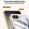 Electroplated Skin Friendly Leather Phone Case for Samsung Galaxy Z Flip 7 6 5 Tempered Film Shockproof Plating Fold Hinge Cover