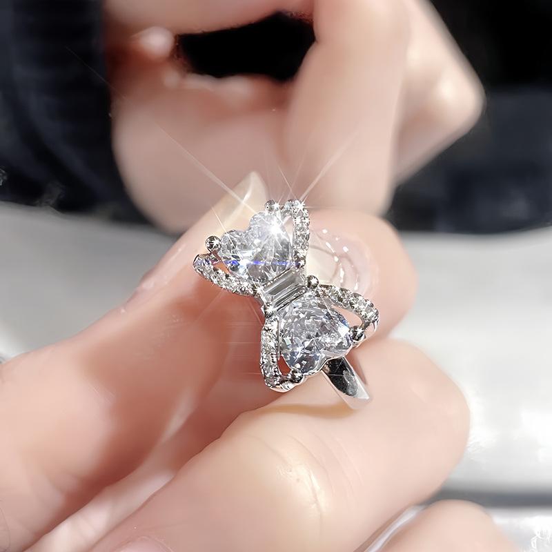 [Butterfly Jewelry] Oil Dripping Butterfly Open Ring Full Of Diamonds Zircon Fashion French High Sense Ring