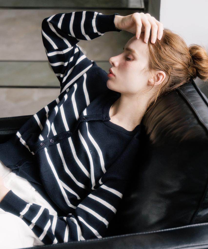 HYFVE Wool Blocked Striped Knit Cardigan