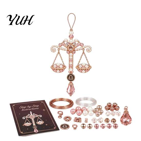 Spiritual Jewelry Making Supplies 12 Zodiac Blessing Beaded Ornament DIY Kit, Beginner Friendly Sign Mother Daughter Craft Projects Beading
