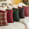 Christmas Pillowcase Plaid Print Single Side Print Colorfast Hidden Zipper Two Sizes Available Couch Decoration Throw Pillow Cover Pillow Sham