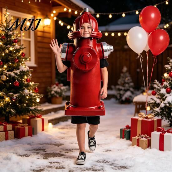 Stage Performance Apparel Hydrant Costume for Adults and Kids, Realistic Cosplay Halloween Outfits Apparel, Hooded Dress-Up Outfit Festival Parties