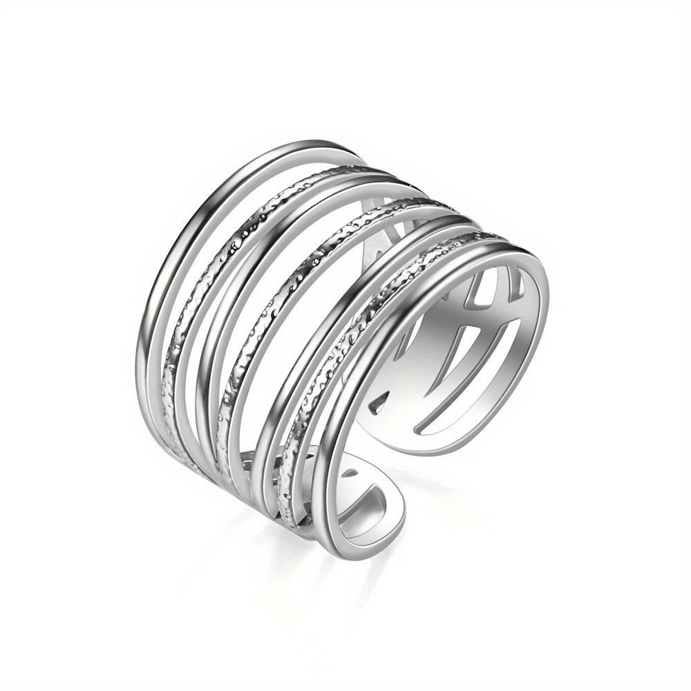 1Pc Stylish and Simple Opening Adjustable Wide Version Simple Titanium Steel Ring