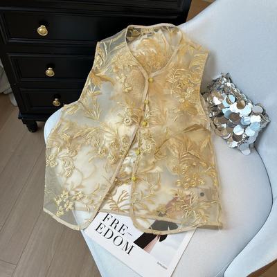 6615 Thin Temperament Vest Summer Top Retro Chinese Vest Embroidered Vest Temperament