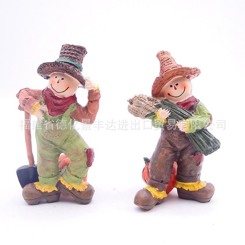 New Thanksgiving Dwarfs Scarecrow Resin Crafts Ornaments, Elf Miniature Landscape Decorations