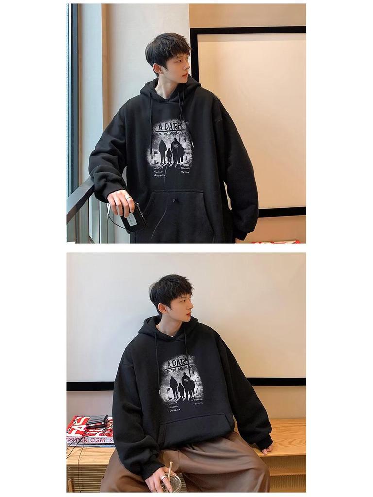 Men's Trendy Ins-Style Loose Hooded Sweatshirt, Letter Print, Versatile Jacket for Spring/Autumn 2024 Arrival.