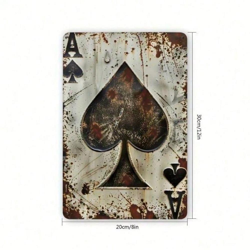Vintage Metal Sign Ace of Spades Playing Card Decor for Bar Garage Wall Art 20x30cm