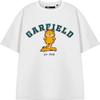 Koszulka Garfield dla dorosłych _ Biała z krótkim rękawem Koszulka uniwersytecka dla mężczyzn i kobiet _ Odzież z postacią kota Garfielda w stylu Varsity