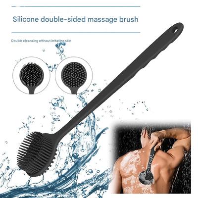 Silicone Double-Sided Exfoliating & Massaging Shower Brush - Extended Handle Back Scrubber for Deep Cleansing, Rich Lather, Body & Hair Care