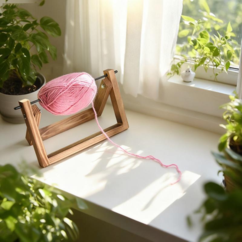 Handmade Solid Wood Yarn Rack: Knitting Spool Holder & DIY Storage Tool