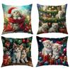 Christmas Cute Pet Series Printed Cushion Covers Super Soft Short Plush Printed Sofa Decorative Cushion Covers for Home