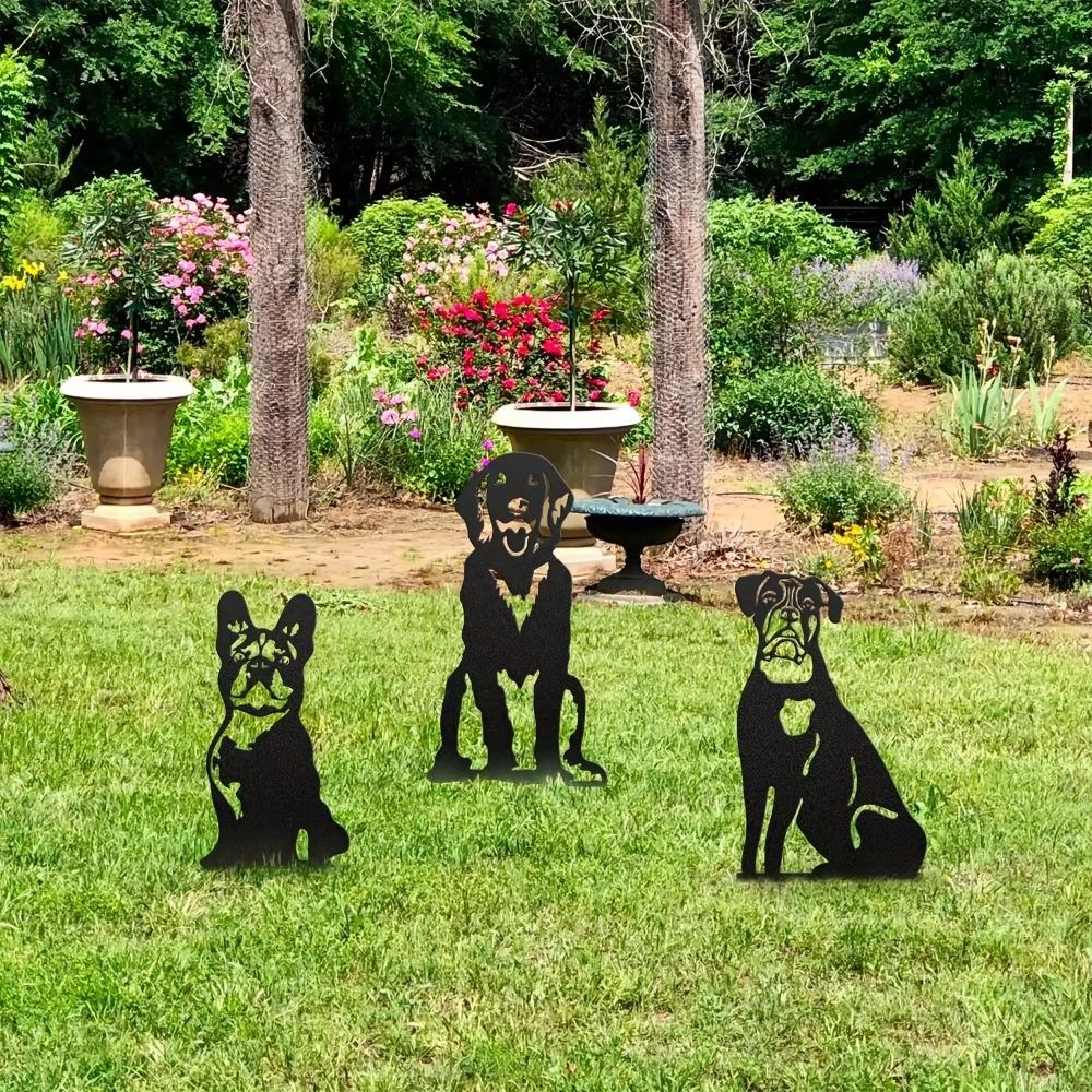 Dog Metal Art Garden Statues- Stylish Backyard Lawn Stakes for Festival Decorations