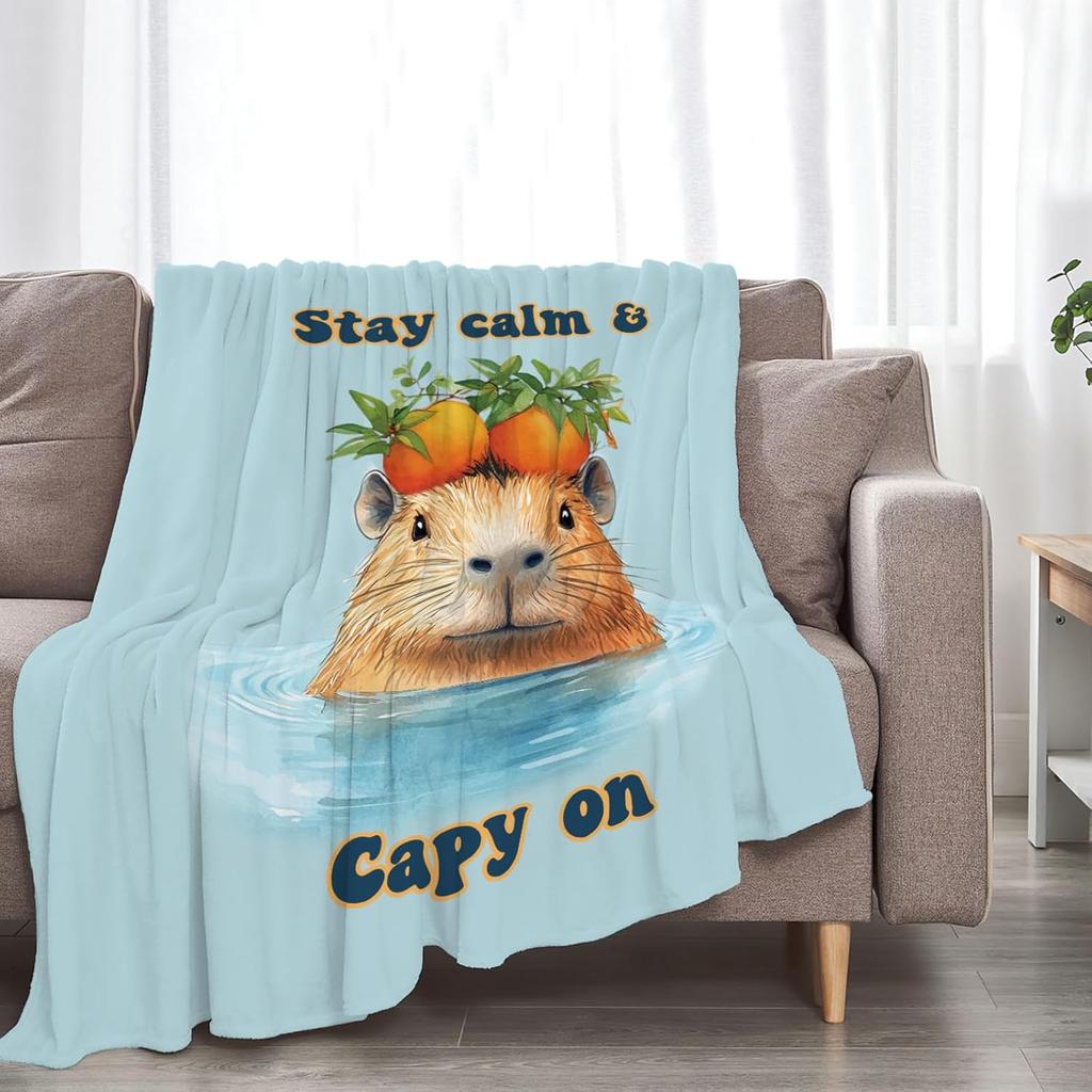 Capybara Blanket Capybara Throw Blanket Super Soft Warm Fuzzy Cozy Plush Flannel Fleece Bedding Animal Blanket Gift Cute Decor Stuff for Women Men