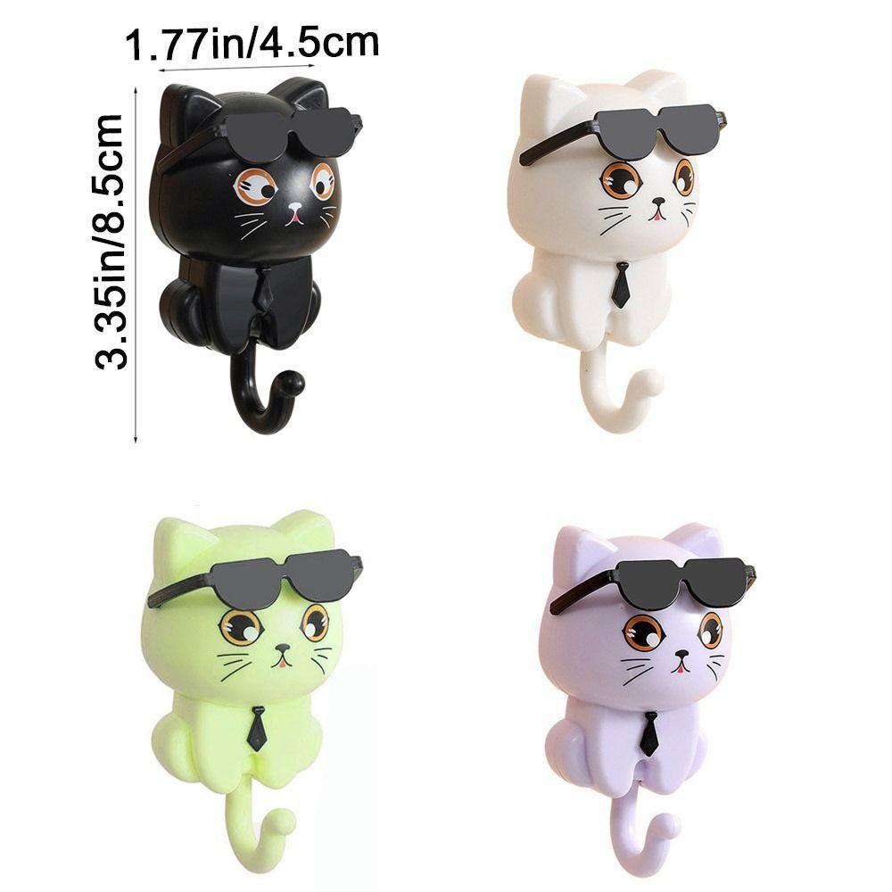 Plastic Sunglasses Cat Hooks Wall Hanging Sticky Hooks Funny Key Hangers for Home