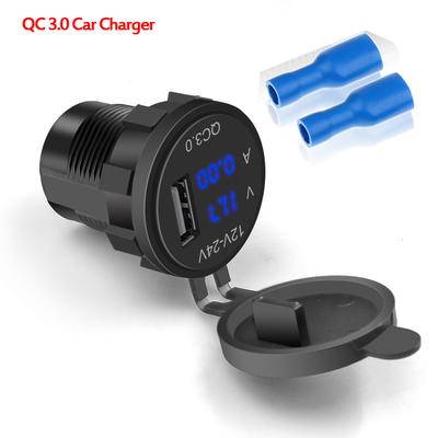 Chargeur USB pour voiture, allume-cigare avec voltmètre, ampèremètre, QC 3.0, affichage numérique de la tension, prise de chargeur USB automatique