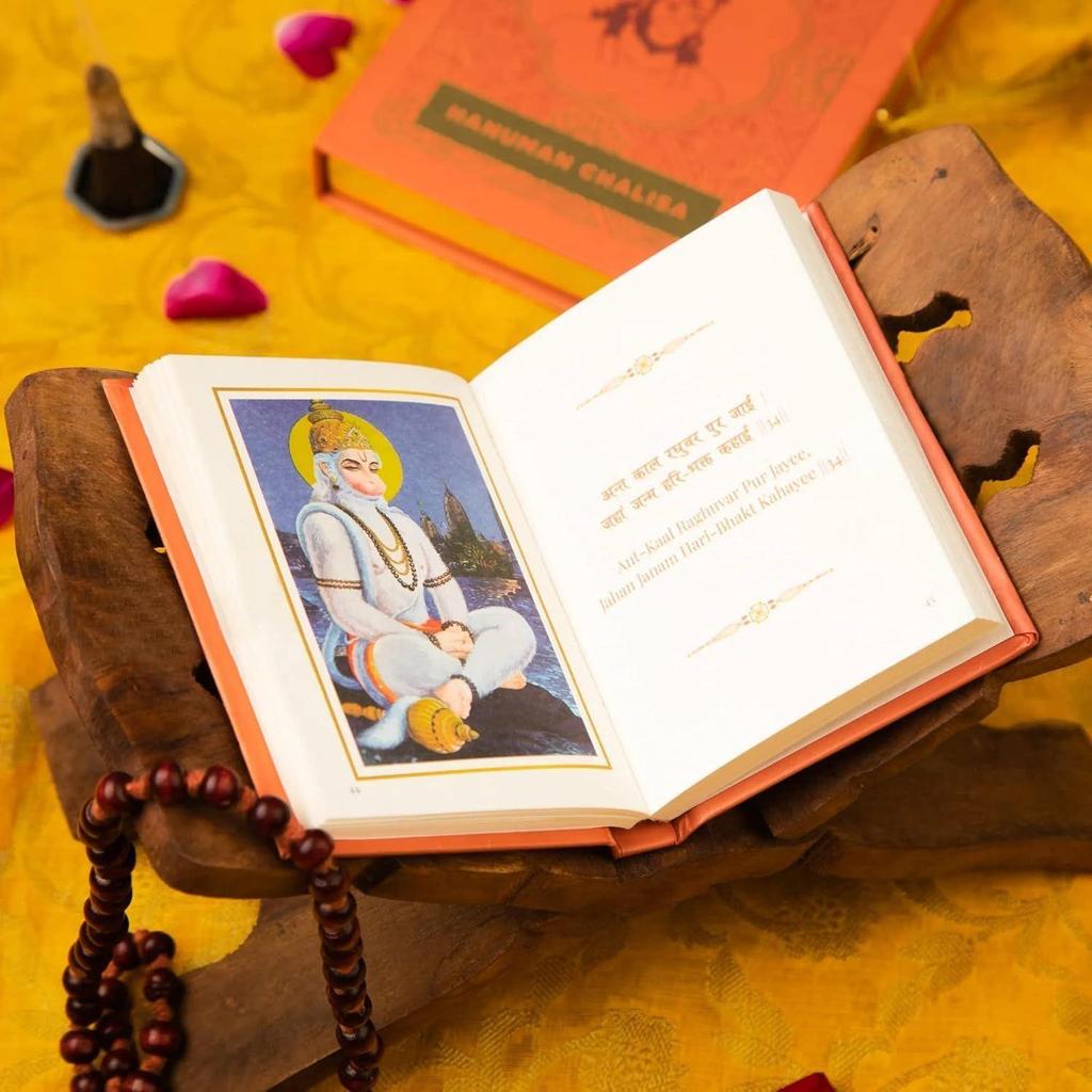 Harz Hanuman Ji Murti mit Hanuman Chalisa Taschenbuch in Hindi, Roman Hindi zum Verschenken | Statue zur Heimdekoration