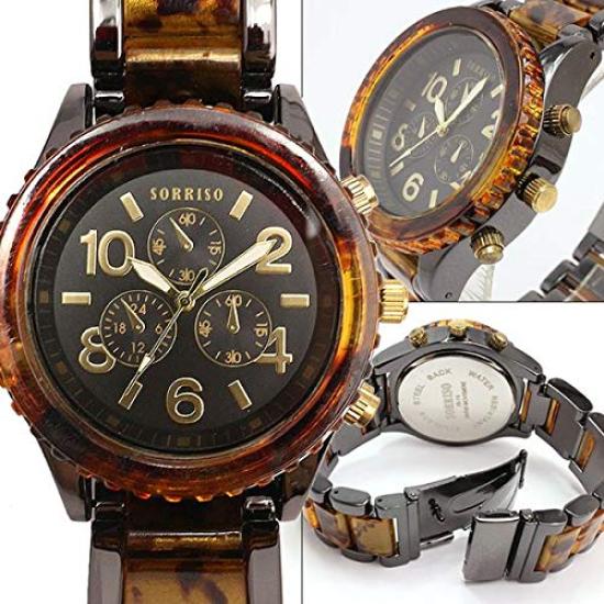 Äkta SORRISO Citizen Miyota Urverk Sköldpaddsmönstrat Falskt Urtavla Klocka Klocka SRHI14-BLK Herr