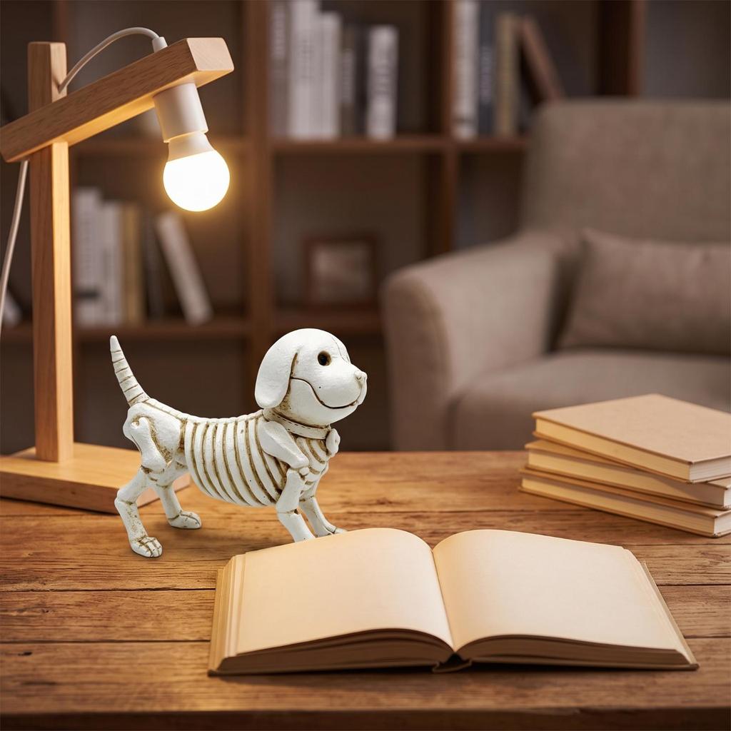 Skeleton Dog Figurine Distressed Resin Long-Lasting