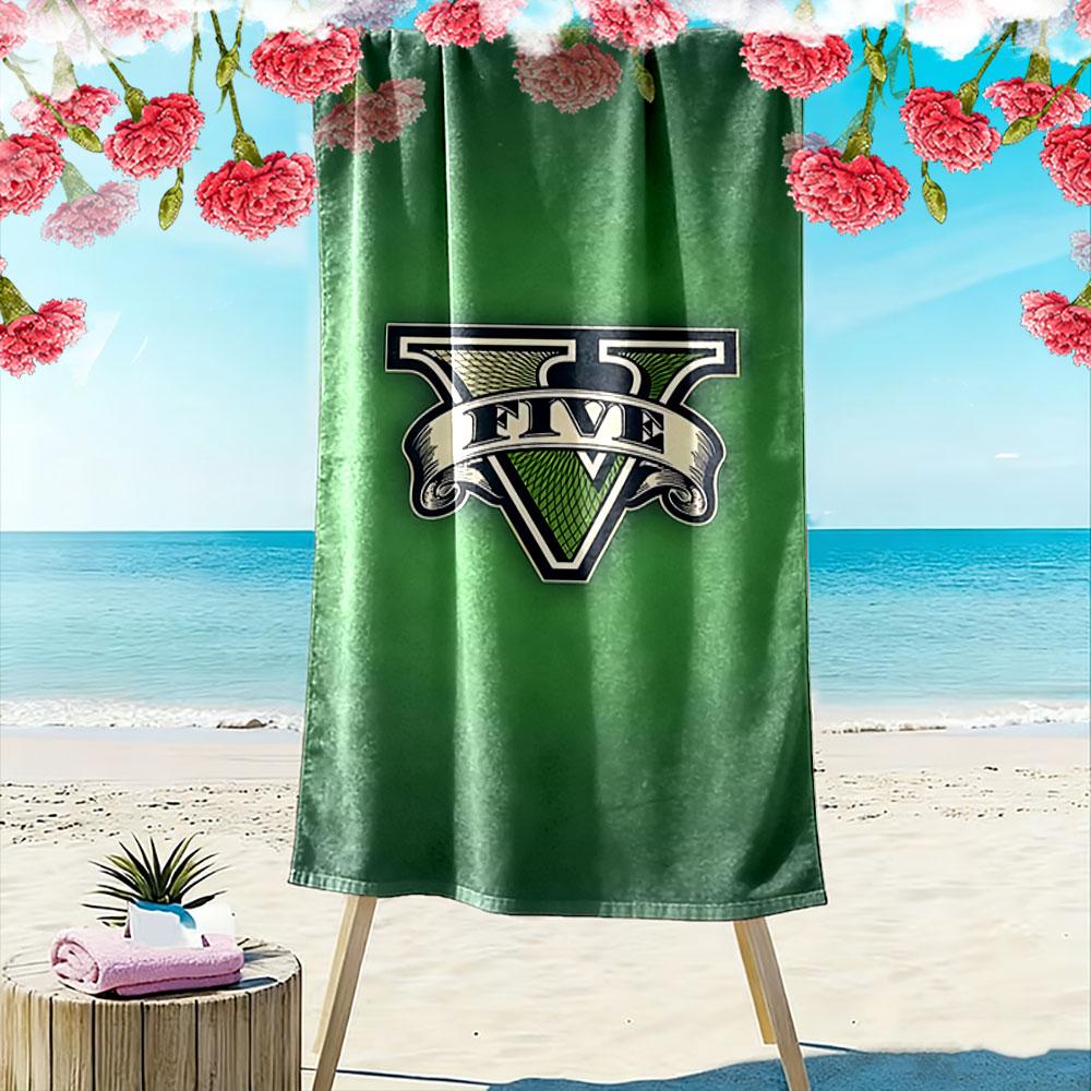 Green Beach Towel with V Logo A must-have beach towel for beach travel