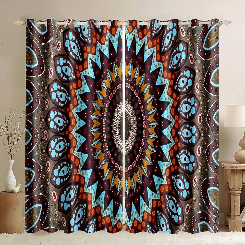 3D Tisk Černý a Zlatý Mandala Závěs 2 Kusy Doprava Zdarma Tenké Závěsy Pokoj Boho Luxusní Značka Dekor Ložnice Obývací Pokoj