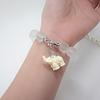 Women Vintage Frosted Bead Bracelet Cute Elephant Pendant Korean Style Bangle