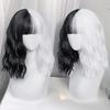 Schwarz-Weiß-Perücke - Mädchen-Yin-Yang-Frisur-Perücke - Schwarz-Weiß-Hexe Kuiaras Halloween-Cosplay Kurze Lockenperücke - Anime Tägliche Cosplay-Perücke