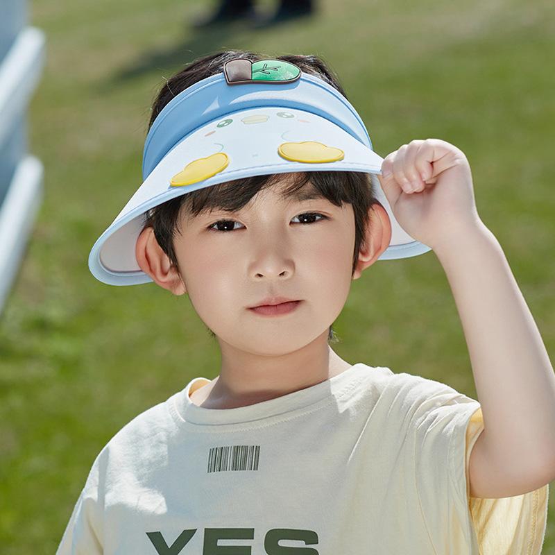 1122 Sommer Kinderhut niedlicher Cartoon Sonnenschutz leerer Topfhut für Jungen und Mädchen Outdoor großer Krempe Sonnenhut
