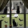 Halloween Black Cat Window Sticker Haunted House Bat Spider Web Removable Scary Decal Window Sticker Halloween Decor Home