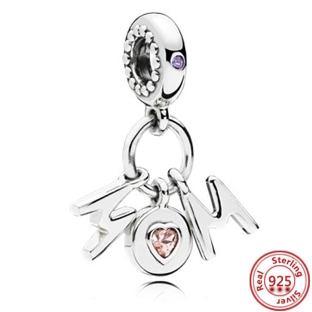 925 Silver Love Collection Beaded Pendant Charm Accessory Bracelet Women 'S Diy Jewelry