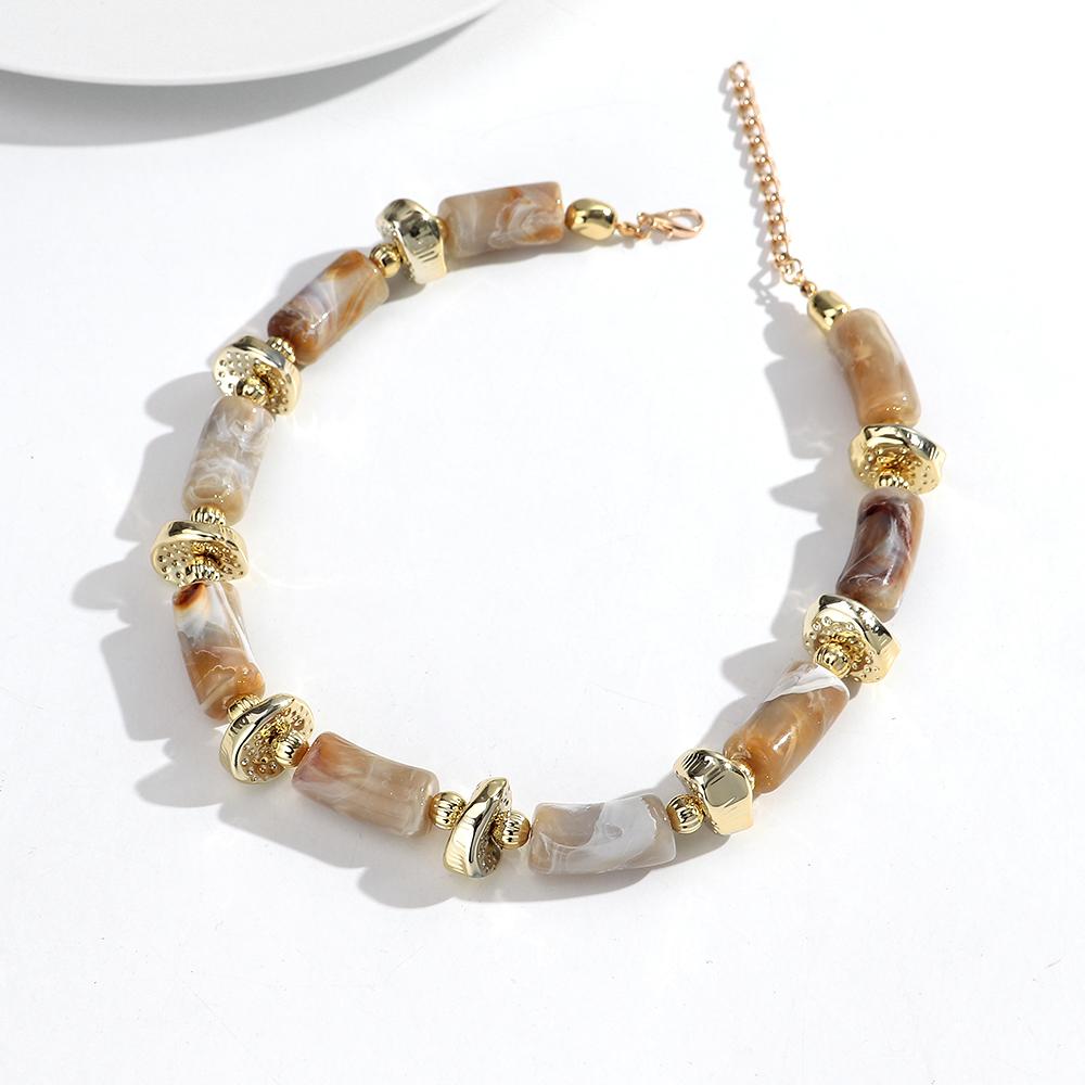 New Colorful Chunky Bamboo Tube Beaded Acrylic Choker for Women Man Statement Elbow Stack Necklace French Trendy Jewelry Gift