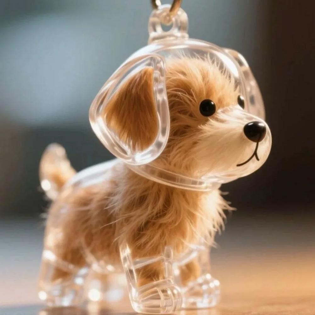 Lovely Hair Storage Creative Keychain Transparent Dogs Hair Storage Memorial Keychain Hanging Gift Desktop Ornaments