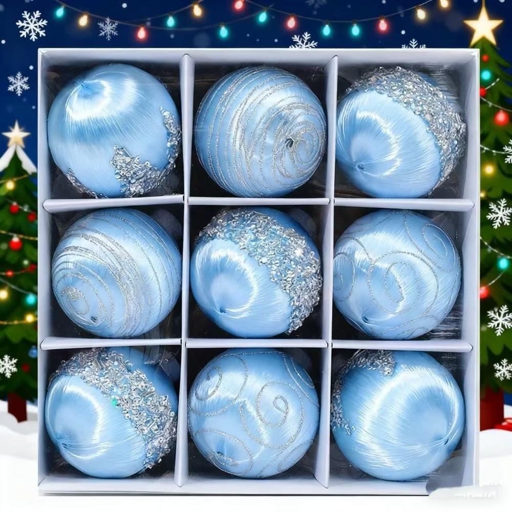 16Pcs/set 9 Pcs Christmas Balls Ornaments 8 CM Silk Christmas Tree Ornaments Special-Shaped Design Hanging Style