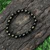 8mm Natürlicher Schwarzer Onyx OM Edelstein Perlen Armband 7.5" Runde OM Perlen Schmuck Geschenk Für Sie/Ihn RBB-20