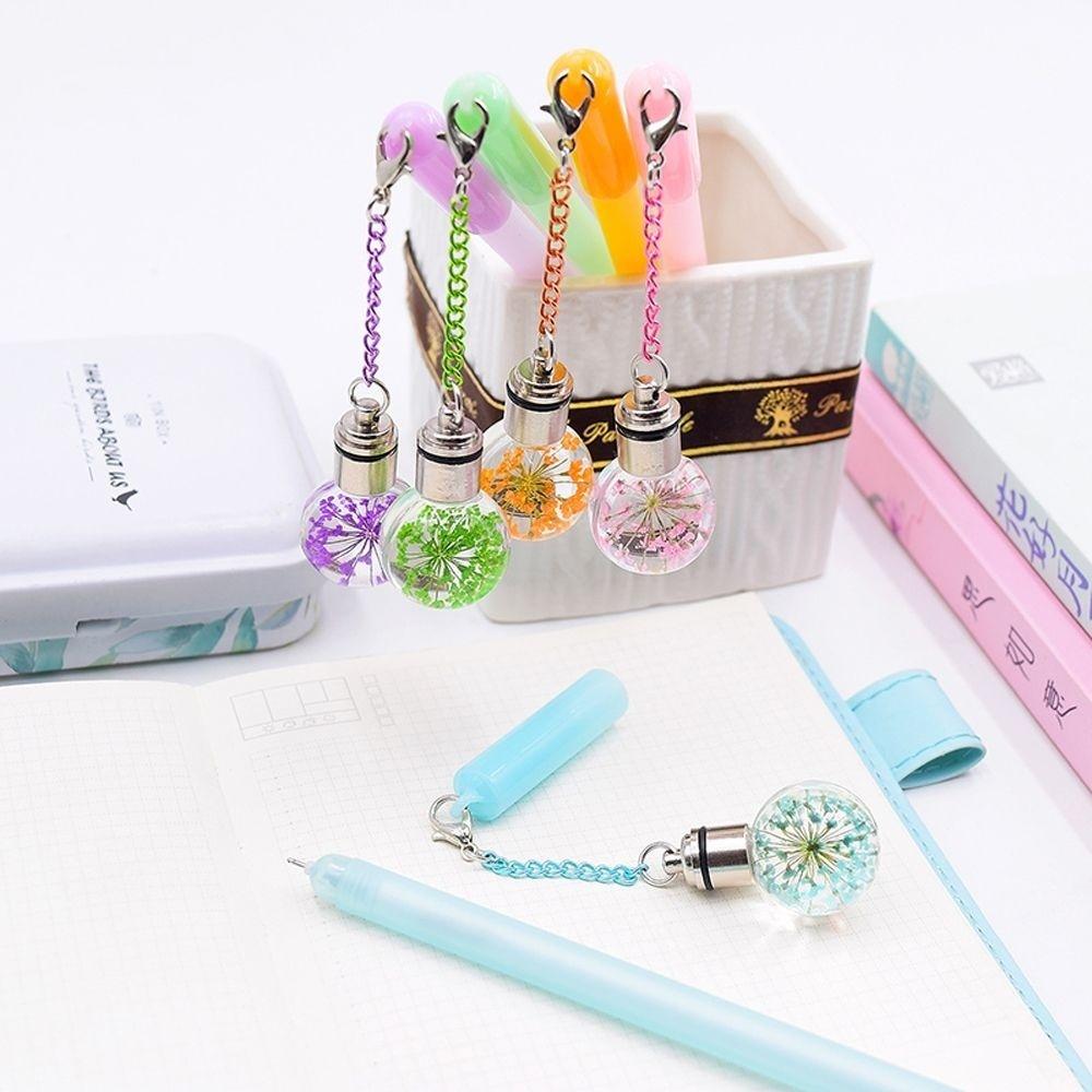 1 Stück Blumenanhänger Stift Kreativer leuchtender Glühbirnenstift Schwarzer Stift Koreanischer kleiner frischer Gelstift Signieren P