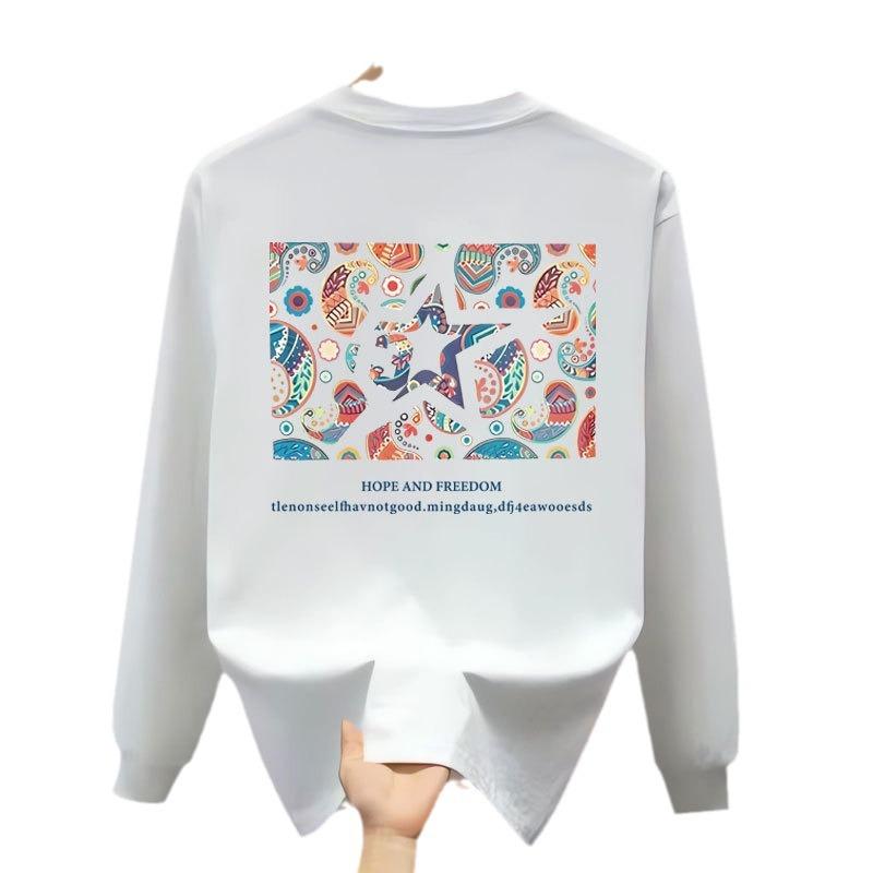 American Heavy Cotton T-Shirt Men'S Bottoming Shirt Long Sleeve Fashion Trend Top Men'S And Women'S Crew Neck Sweater