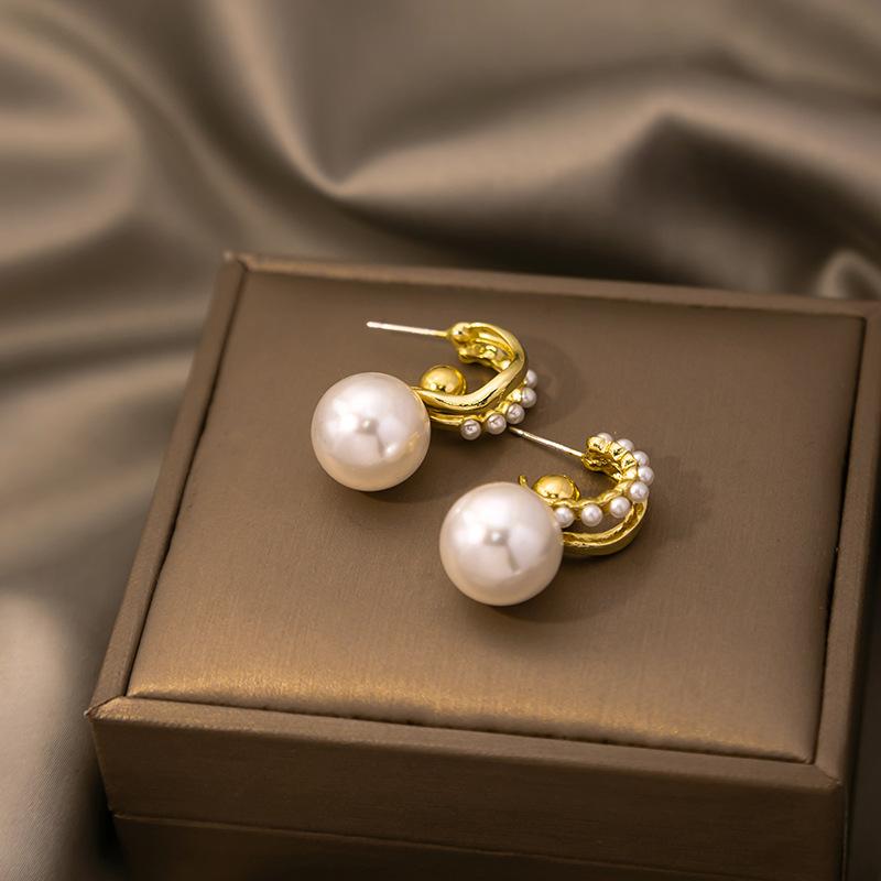 Light Luxury Diamond Stud Earrings, Cold Temperament Simple Pearl Earrings, A Dual-Purpose Earring