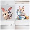 Yousheng Cute Bunny Toilet Sticker, Removable Peel And Stick Cartoon Rabbit Sticker, Self-Adhesive Bathroom Decal for Toilet Lid, Wall Decor