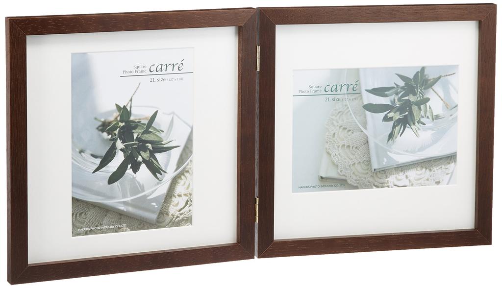 HAKUBA Square Wooden Photo 2L 2 Brown Features a shatterproof PET Suitable for both portrait and landscape Frame, Size, Panels, (FSQCR-BR2L2).