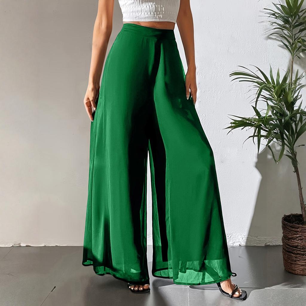 Women'S Wide Leg Pants  Casual Elastic Waist Loose-Fit Long Trousers, Lightweight, Suitable for All Seasons