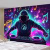 1 DJ Music Backdrop Banner - Vibrant Party Decor With DJ Colorful Music Lights - For Birthday Anniversary Wedding Indoor/ Party Party DJ