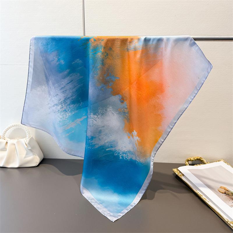 2026 New Spring Summer 70cm Square Women Scarf Silk Satin Scarves Shawl Designer Headband Hijab Bandana Wrap Bufanda