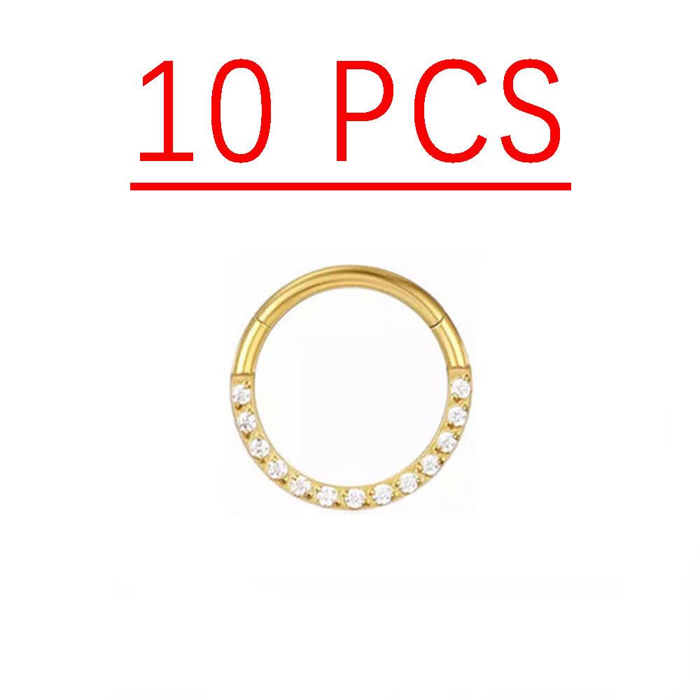 10pcs G23 Titanium Jewelry Set Zircon Earrings Fashion Ear Cartilage Tragus Piercing Nose Rings Sexy Helix Lip Nasal Hoops Gifts